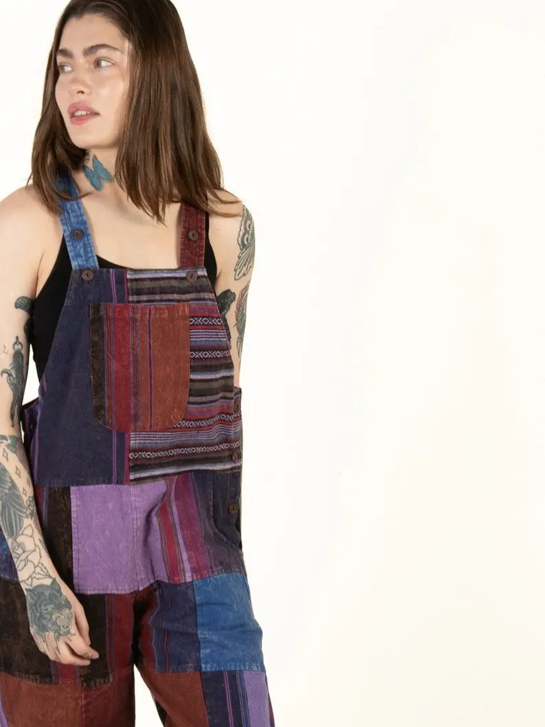 Violet Patchwork Overalls For Women - Comfort Womenswear