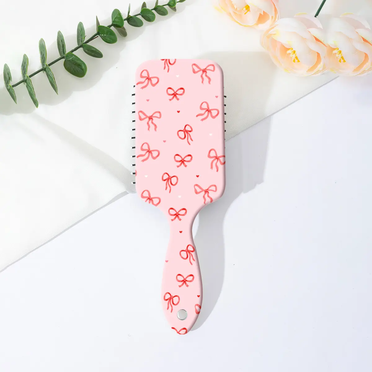 Leopard Print Bow Cushion Brush, Cute Mini Massage Smoothing Comb for Detangling, Smooths Hair & Relieves Scalp, Portable for Home Use, Hair Brushes