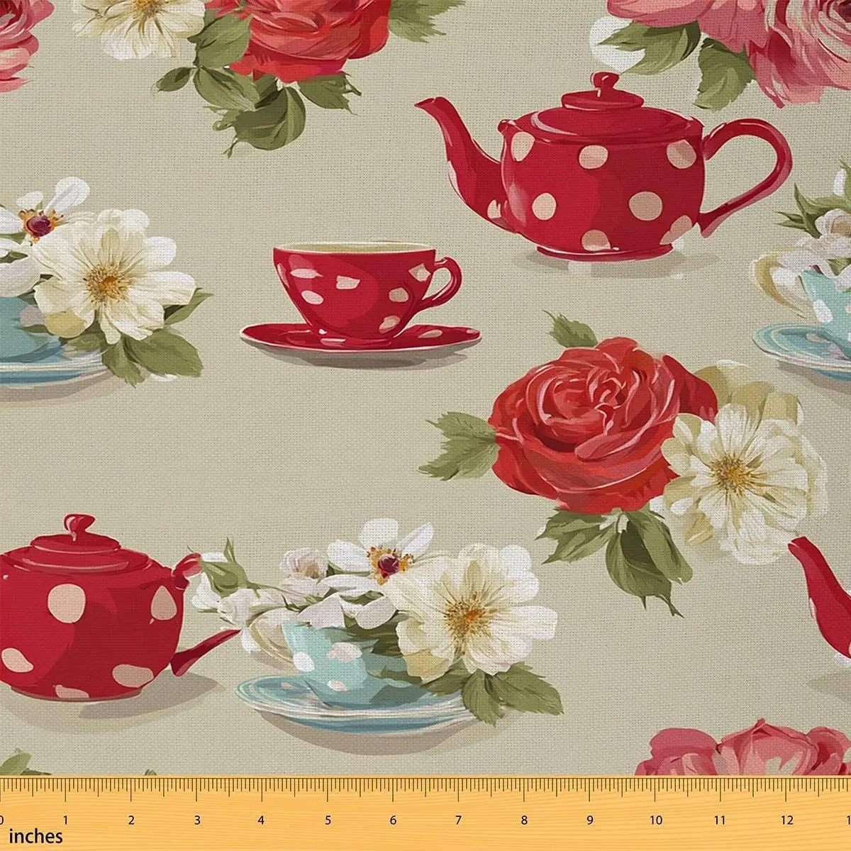 Classic Floral Fabric,Watercolor Royal Teatime Roses Theme Upholstery Fabric Chairs and Home DIY Projects,Vintage Decorative,Soft Flannel