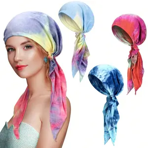 4 Pcs Women Head Scarf Pre Tied Chemo Caps Slip On Turban Headwear Cancer Head Wraps Beanie Hat Bandanawoven Material|Scarf|Headbands|GlamGlobal|hair bands|Soft Non-Slip Elastic Hair Bands
