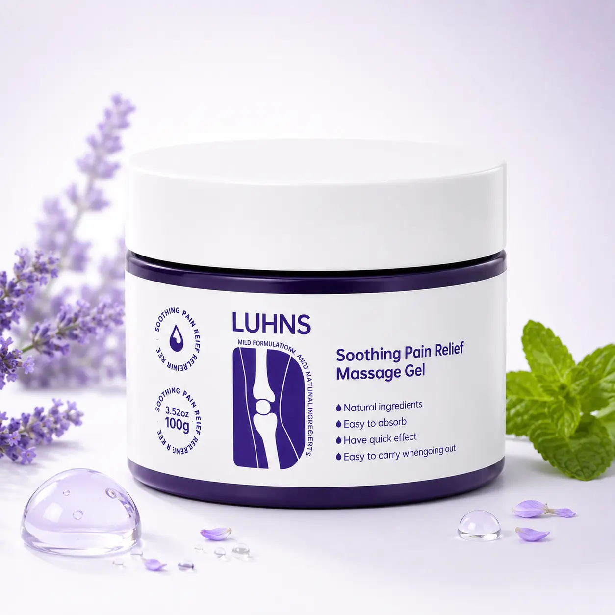 Lavender Body Massage Gel, Soothing Care Gel for Shoulder Neck Waist Leg Skin Massage