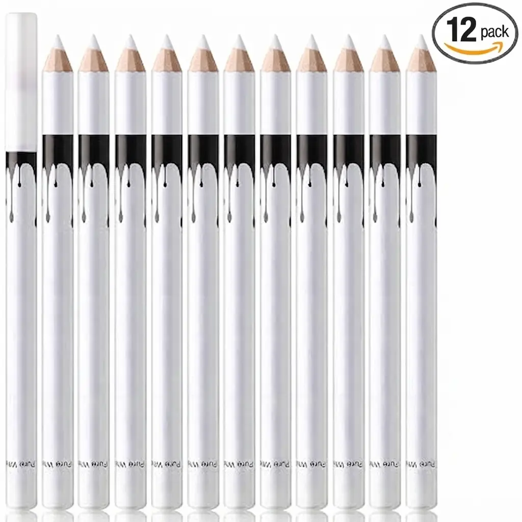 12Pcs White Barber Pencil Set Magic Hairline Pencils for Lineup Beard Shaping Guide Pen with Sharpener Barber Chalk for Men Hair Makeup Design