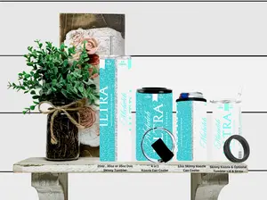 "Turquoise Sparkle Michelob" Skinny or 4 in 1 Koozie or  20oz 30oz or 35oz Skinny Tumbler