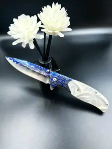 Fishing tools, EDC men's knife, white resin handle, camping equipment, holiday gifts.