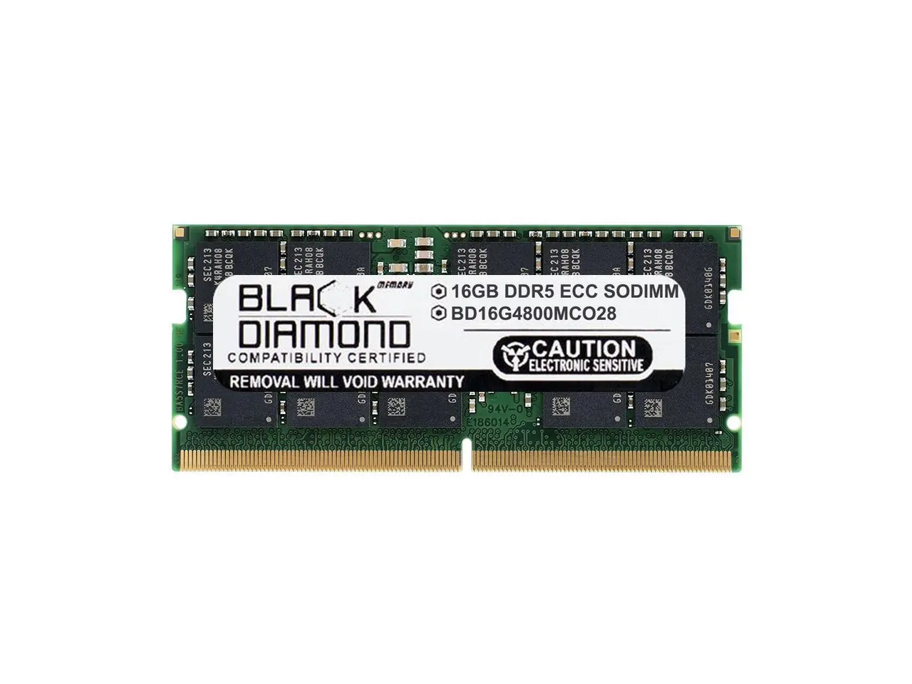 Black Diamond 16GB DDR5 4800 ECC SODIMM Memory  BD16G4800MCO28