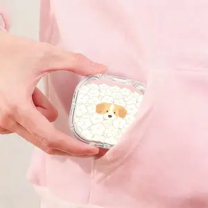 White Floral Beagle Printed Retainer Box Cute Minimalist Denture Case Portable Orthodontic Retainer Storage Box Dust Proof Pressure Resistant Invisible Aligner Holder