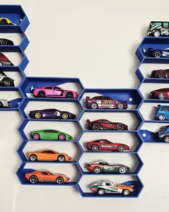 Hot Wheel 1:64 Car Hexagon Display, Organizer, Wall Shelf