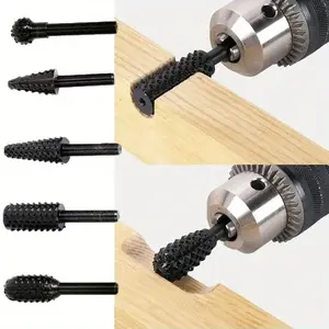 5-Piece Wood Carving Drill Bit Set, 1/4'' 6mm Rotary Carbide Bits Kit, DIY Woodworking Engraving Tool for Polishing & Grinding