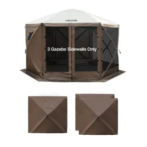 fathersdaygift VEVOR Canopy Sidewalls, 5.67x 4.85 ft, Canopy Tent Walls with Waterproof and Sunlight Protection Layer, One-Sided Window Design, Fit for Outdoor Event Tents, Vendor Booths (3 Sidewalls Only, Brown)