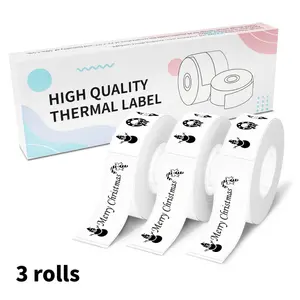 480 sheets 3-roll set, size 12X40mm white, suitable for most portable printers as thermal label paper, Adhesive stickers, oil and dirt resistant, suitable for school supplies, office labels, warehouse/home storage labels