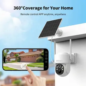 SOIADV WiFi 6 Solar Security Camera Outdoor - 2K HD 360° Pan Tilt Camera with AI Detection, Color Night Vision, IP65 Waterproof, Solar Powered for Home Security