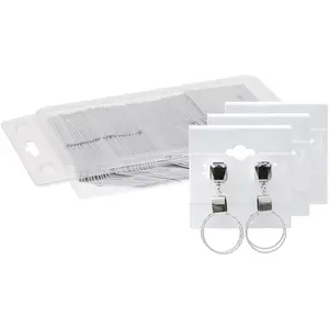 MOOCA Plain 2 x 2 in White Hanging Earring Cards, Velvet Plastic Display Earring Card Holder for Jewelry Accessory Display, 100 Pieces