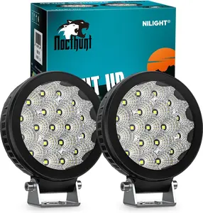 Nilight Led Light Pods 2PCS 4Inch 19LED Flood Beam Round Driving Work Lights Built-in EMC Super Slim Offroad Lights Side Light Ditch Lights for Tractor Truck Motorbike Boat ATV  dealsforyoudays lighting