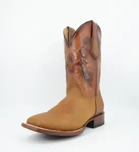 Quincy Men's Crazy Leather Honey Wide Square Toe Boot