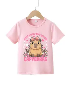 Girls Capybara Graphic T-Shirt - 'Just A Girl Who Loves Capybaras' Floral Tee