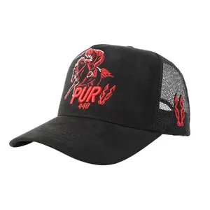 Puro440 Unisex Red Rider Velocity Black Mesh Back Snapback Patch Cap Hat