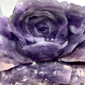 IG Crystal 1 Count Big Amethyst Flower Crystal Carving Healing Stones Natural Stone Chakra Balancing Reiki Home Office Decor