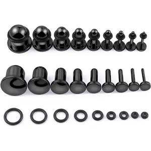 18PCS 14G-00G Ear Stretching Kit Single Flat Top Gauges Plugs Surgical Steel Ear Expander Body Piercing Jewelry