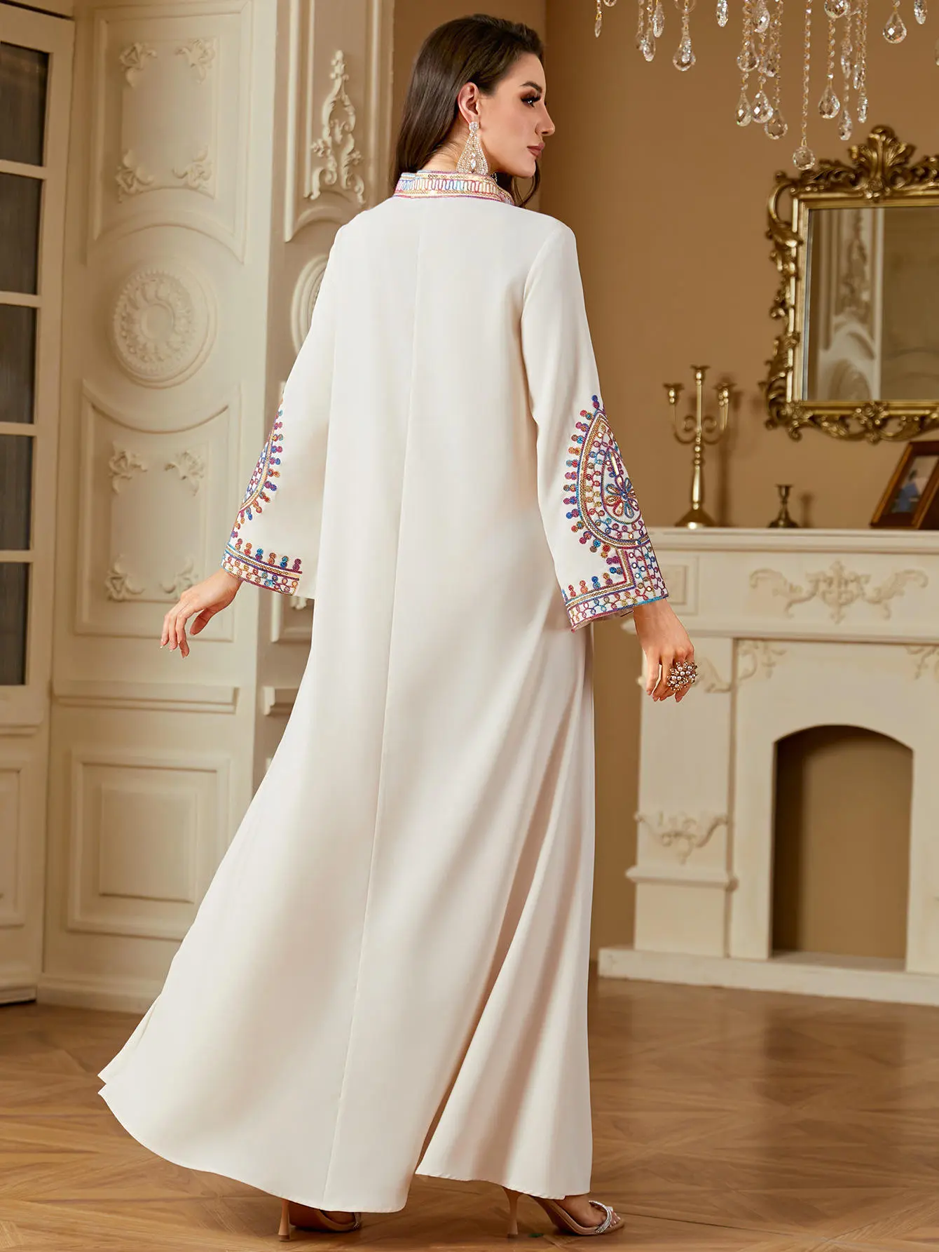 open lace back dress African Abaya Dress for Women – Elegance Plus Size Church Blue / XL main image 1