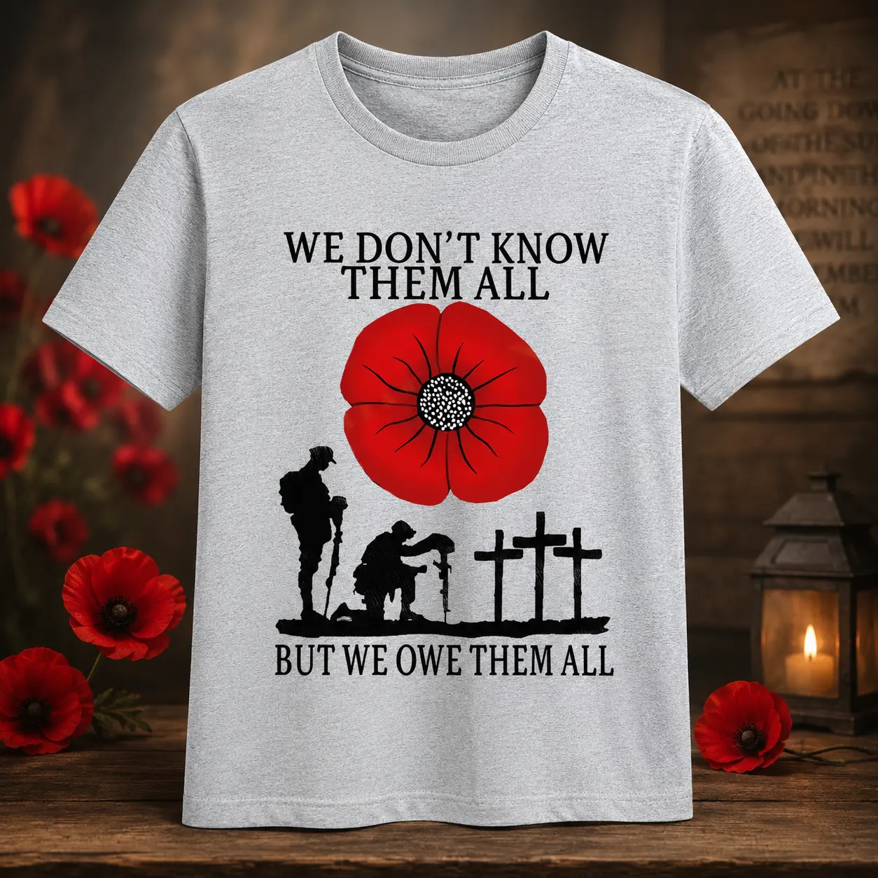 Remembrance Poppy Graphic T-Shirt, Patriotic Memorial Tee, Unisex Black Tribute Shirt