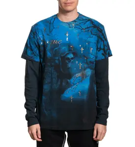 Affliction Men's Long Sleeve Shirt Rogue Dark Angel 2fer