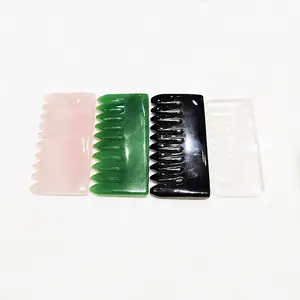 1 count Rose Quartz Crystal Comb, Crystal Massage Comb Tool for Head Caring, Relax aventurine obsidian clear quartz