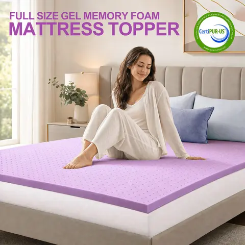 【New Color】 Sweetcrispy Full Size Cooling Gel Mattress Topper Memory Foam Mattress Breathable Topper for Bedroom, Guest Room, Dorm Room & Apartment
