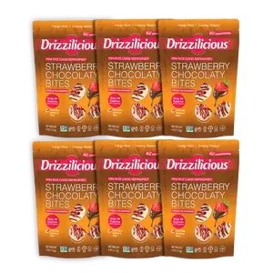 6 Pack - Drizzilicious Strawberry Chocolaty Bites Mini Rice Cakes - New Flavor, 4 oz