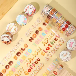 6 rolls/set, Cute cartoon tape, alphabet cookie theme, PET, scrapbook diary decoration, creative DIY materials