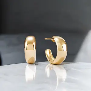 Dôme Hoop Earrings • Chunky 92.5 Sterling silver Hoops 16mm • Thick Dome Huggies • Minimalist Statement Earrings