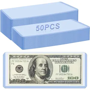 50 Pack Dollar Bill Sleeves - 6.8" x 2.9" Clear Currency Sleeves, Hard Plastic Waterproof Money Holders, Dollar Bill Display Case, Currency Protectors, Organizer for Collectors