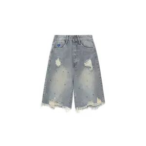 Aelfric Eden Jorts Rhinestone Application Jort Casual Denim Shorts Wide Leg Jeans Streetwear 2025 Trendy Bottoms