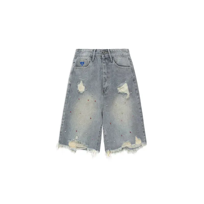 Aelfric Eden Women's Rhinestone-Applied Wide-Leg Denim Jorts - Button Buckle, Fitted Cut Cotton, Minimalist Chic Streetwear Bottoms, 2025 Trend Clothes for Casual Party Outfits, Cute Clothes, Shorts for Women,sohochic