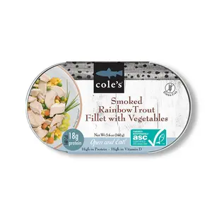 Cole’s Seafood Smoked Rainbow Trout Fillet with Vegetables for Easy Healthy Meals & On-the-Go Dining Open & Eat Seafood Meal Applewood Smoked, High Protein & Ready-to-Eat