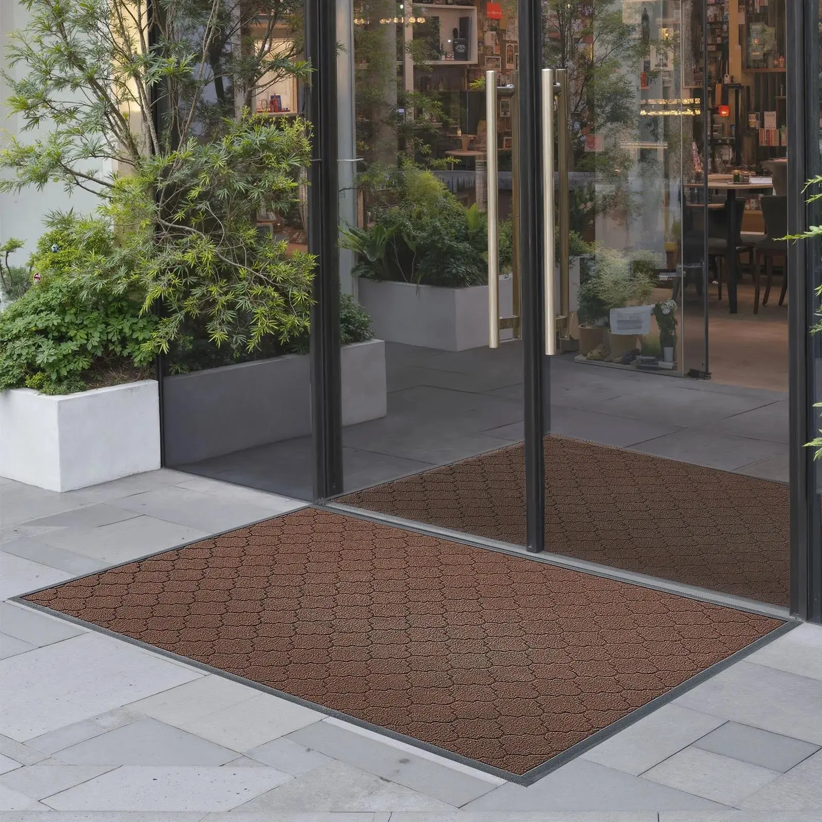 VEVOR Commercial Doormat, 47x35in 1-Piece Classic Pattern Groove Texture Rug, 0.28in Thick TPE Base Pad, Waterproof Anti-Slip Wear-Resistant Heavy-Duty Washable, All-Weather Use Indoor-Outdoor Hallway Entry Mat#BacktoSchool