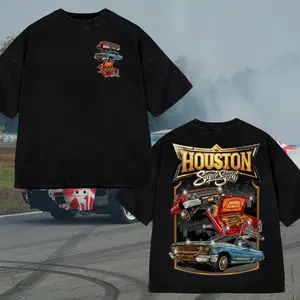 Vintage Lowrider Lifestyle Graphic Tee, Houston Texas Car Show Merch, Acid Wash Tee, Houston Super Show Edition, Casual Crewneck Streetwear Menswear Summer