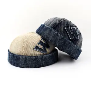 Unisex Corduroy Solid Color Brimless Caps for Men Women Streetwear Hip Hop Hats Retro Beanie Docker Caps Adjustable Dome Hats