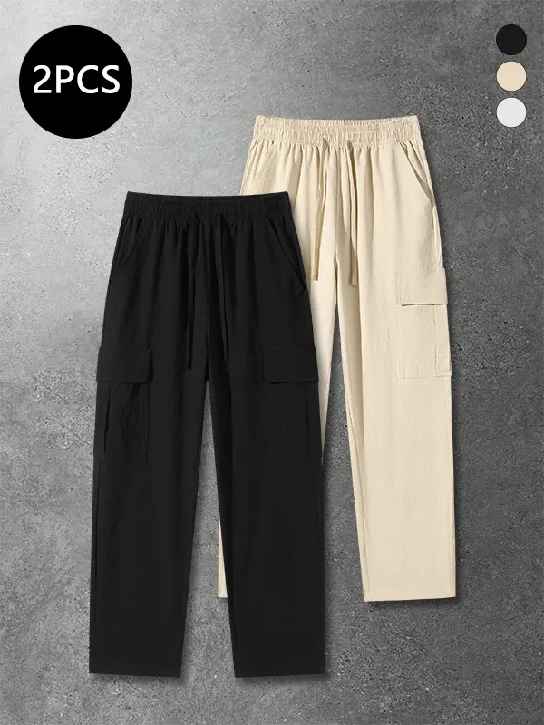 Men’s casual loose cotton pants, cotton hiking sweatpants, casual jogging pants, outdoor sports long pants, versatile loose-fit cargo pants with pockets, loose-fit sport pants, wide-leg loose-fit sweatpants, casual loose pants, casual and versatile