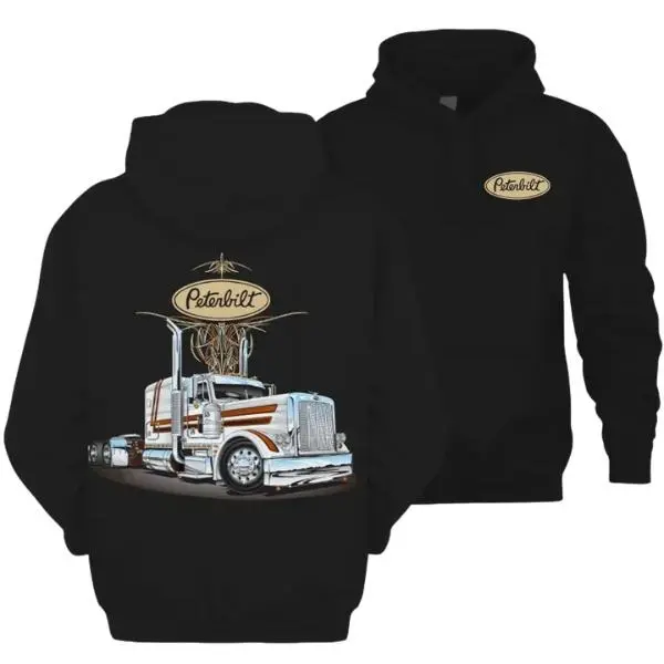 Peterbilt Semi Truck Graphic Hoodie, Sweatshirt, T-Shirt – Classic Peterbilt T-Shirt Style, Highway Hauler Unisex Hoodie, Retro Semi Truck Apparel, Trucker Gift Outfit