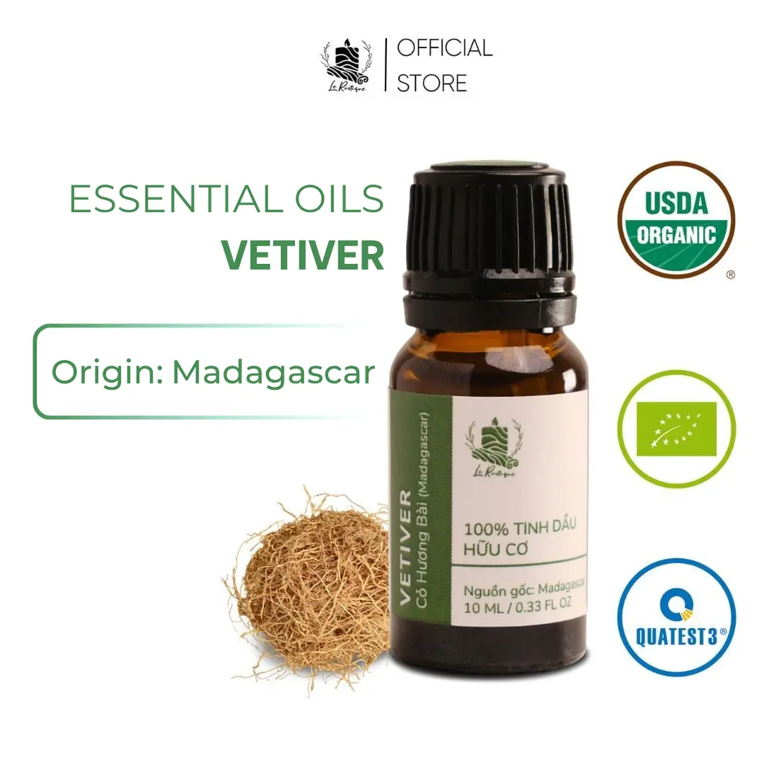Organic Vetiver Essential Oil - 100% Pure Natural - Madagascar Origin - Deep Relaxation & Sleep Support - Le Rustique