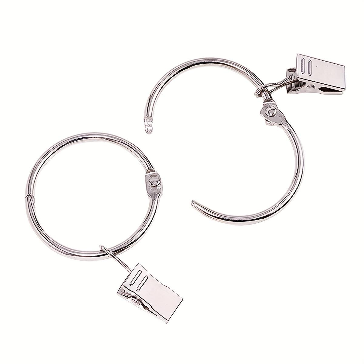12/24/36pcs Silver Metal Curtain Rings with Clips, 1.5 Inch Interior Diameter, Fits up to 1.2 Inch Rod, Openable Shower Curtains Rings Heavy Duty Vintage Decorative Drapery Eyelet Shower Curtain Rods Hangers Rings