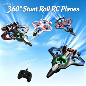 Foam Remote Control Airplanes, RC Planes with Light, RC Airplane Fighter Jet, 360 °   Stunt Roll RC Planes, Stunt Roll, Drones for Men, Remote Control Plane (Red)