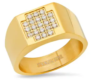 Steel by Design Men's Pave Cross Ring