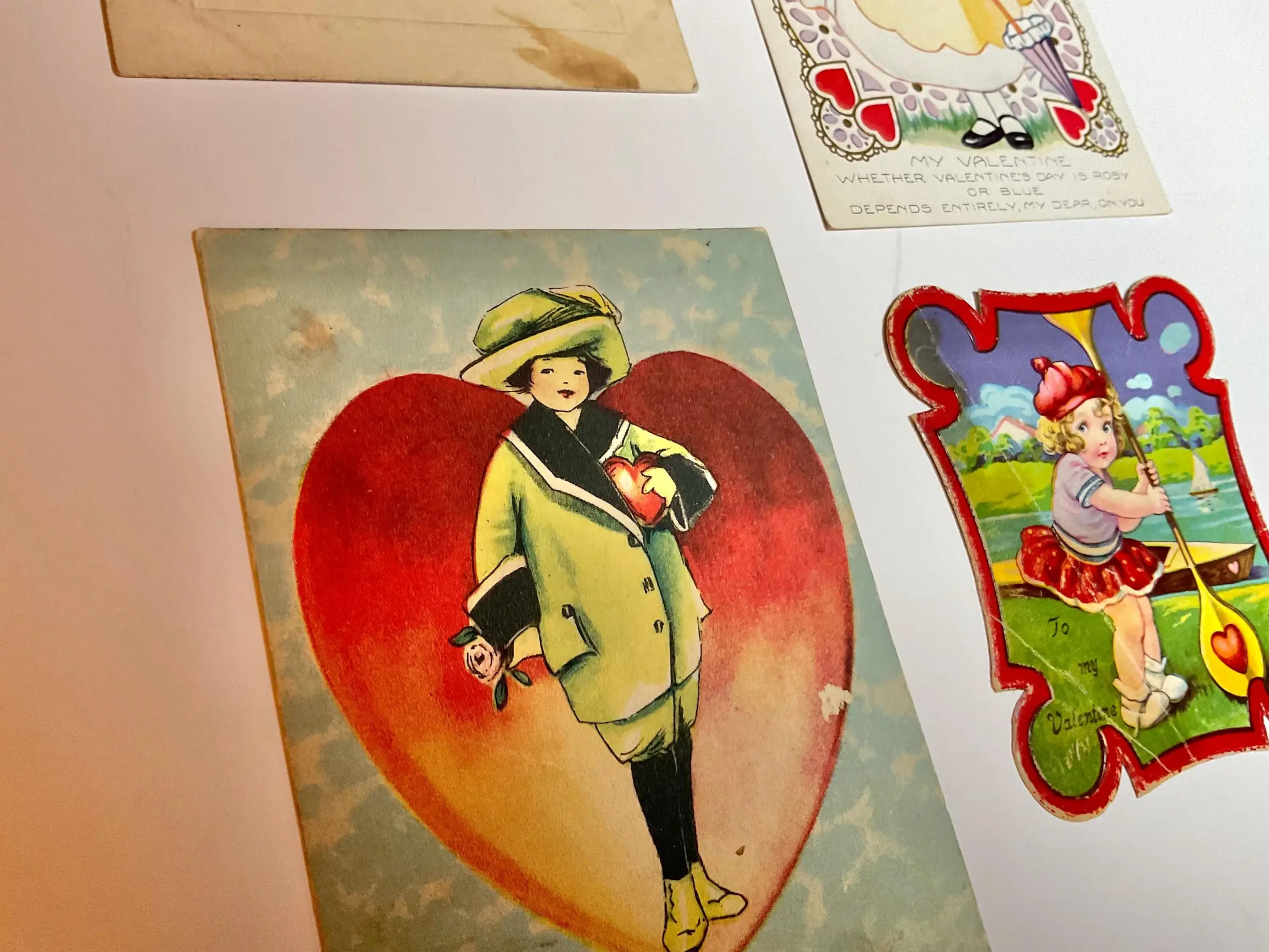 A Golden Age of Greetings: Vintage Valentine Postcard Lot - Dated & Die-Cut Cards from 1916