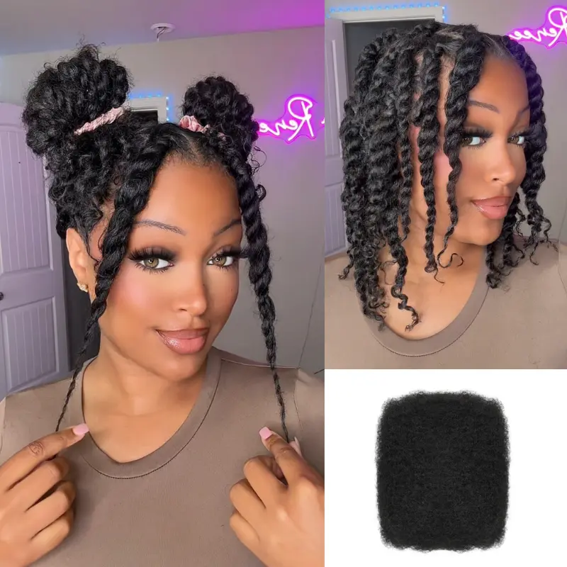 RW Hair Afro Kinky Bulk Human Hair Braiding Dreadlock Hair 10-18 INCH 50g/Pack Invisible Extension Hairpiece RW Hair Afro Kinky Bulk Human Hair Braiding Dreadlock Hair 10-18 INCH 50g/Pack Invisible Extension Hairpiece