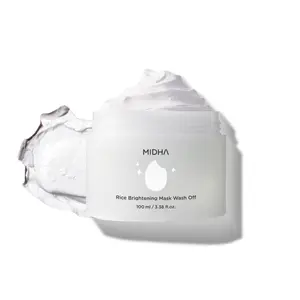 MIDHA RICE BRIGHTENING MASK, 3.38fl.oz/100ml, Hydrating, Smoothing, for Dull, Rough Skin, Pore Clearing, Wash off Pack Facial Mask, Mud Texture, Uneven Skin Tone