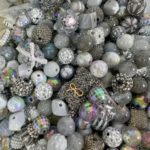 Silver Moon Mixed 16mm Acrylic/Resin/Glaze/Heavy-Crafted Mix Beads For Key/Bag Charm Car Hanger for DIY Craft Projects
