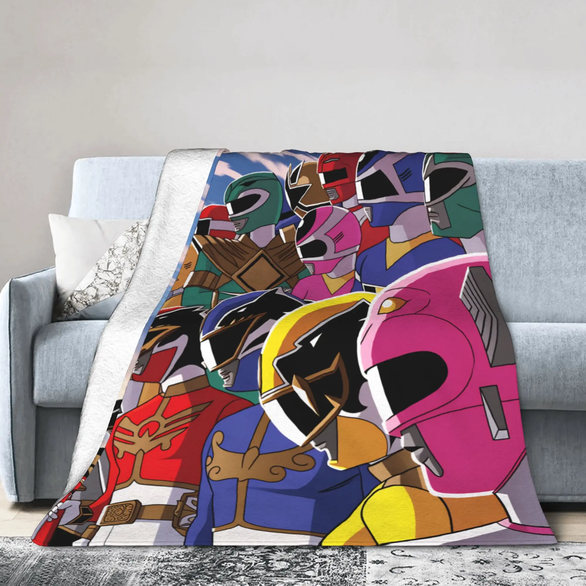 Mighty Morphin Power Rangers Blanket Soft Flannel Bed Blanket Featuring Retro Ranger Artwork, Ideal As A Cozy Sofa Throw, Travel Blanket For Adventures, And Vibrant Room Decor For Fans