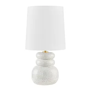 Corinne Table Lamp - Playful Pillowy Design with Crackled Finish and Linen Shade in Blush Tone