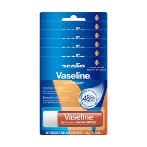 Vaseline Lip Therapy Petroleum Jelly, Cocoa - 0.16 oz Lip Balm - Pack of 6